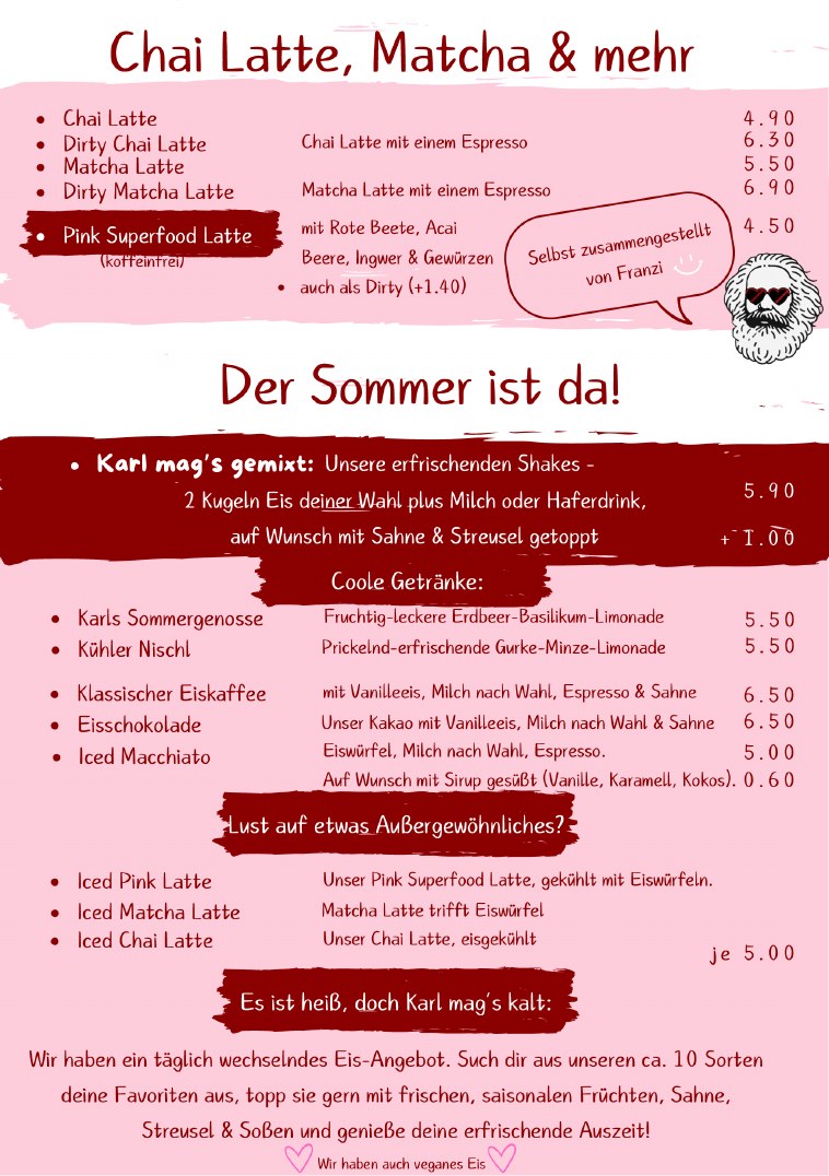Genusskarte Seite 4: Chai, Matcha und Sommergetränke